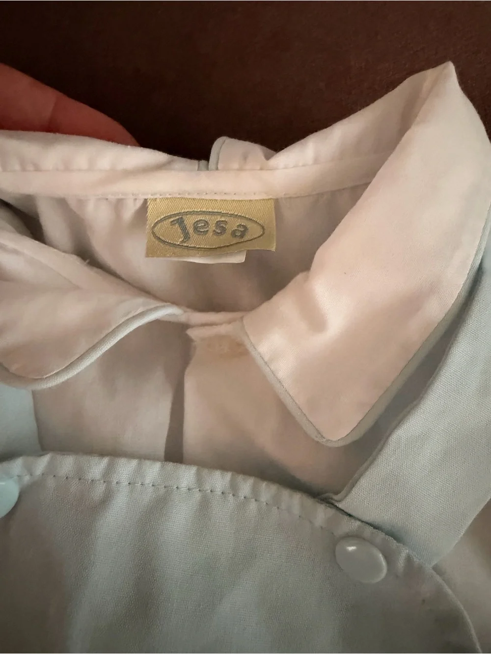 Vintage baby boy Light Blue Embroidered Romper Overalls, size 9 months